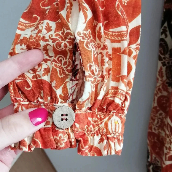 Agua Bendita for Anthropologie Elayna Cotton Midi Long Sleeve Dress Large Petite - Picture 10 of 17